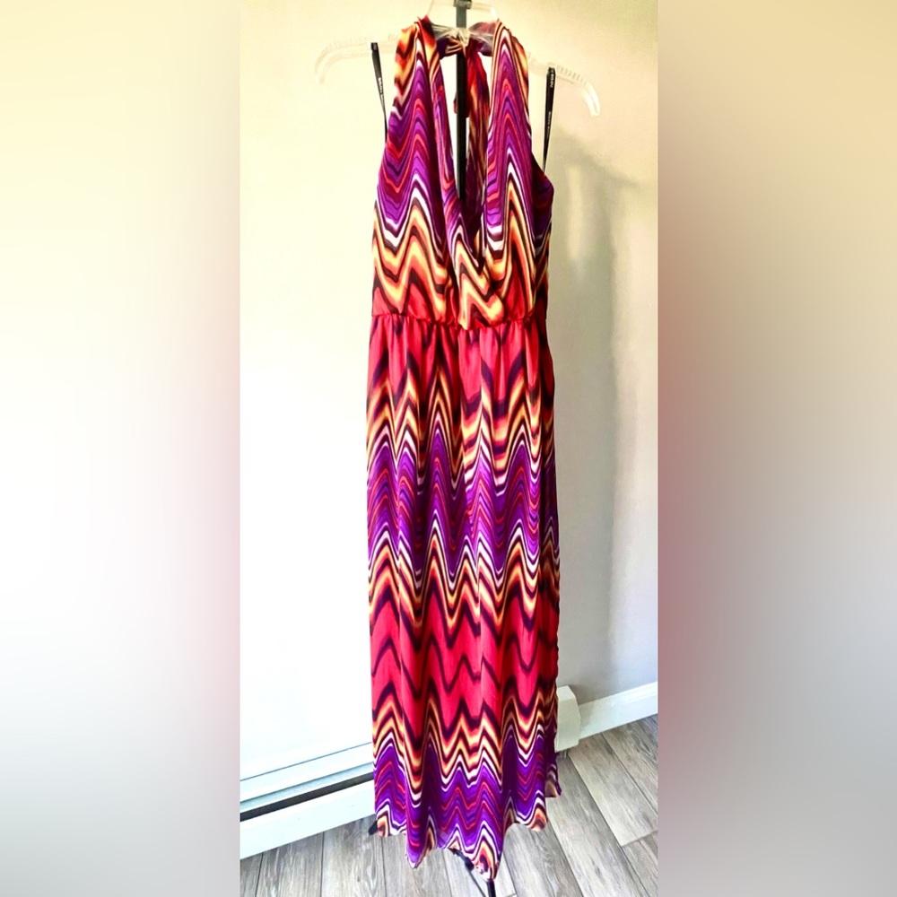 Bisou Bisou by Michele Bohbot long halter dress, sz 12